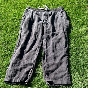 James Perse Black Ankle Pants size 1, 100% linen